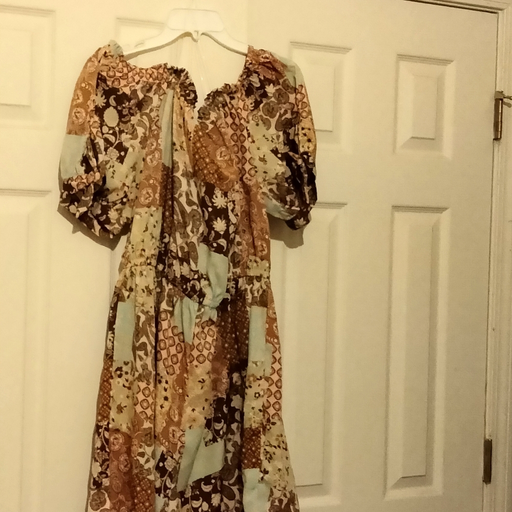 A Hint Of Blush Romper Women 2X Multi-Color Bohemian Patchwork Academia Artsy - Picture 4 of 5